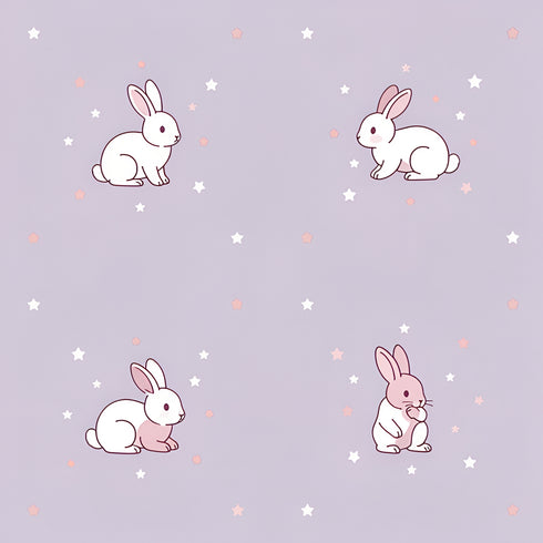 Starlit Bunny Meadow Wallpaper