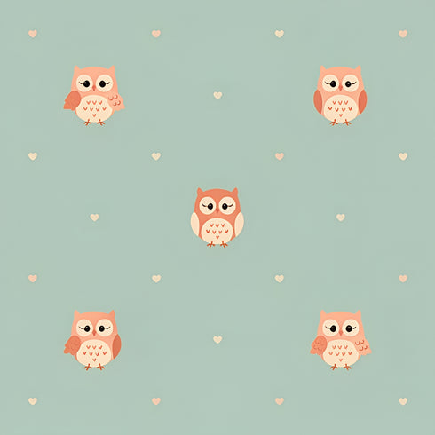 Peachy Owls Wallpaper