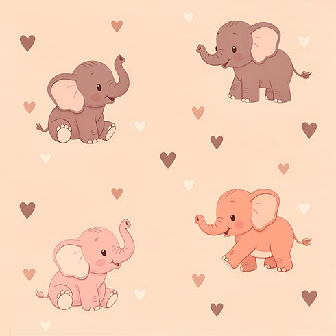 Peach Pachyderm Parade Wallpaper