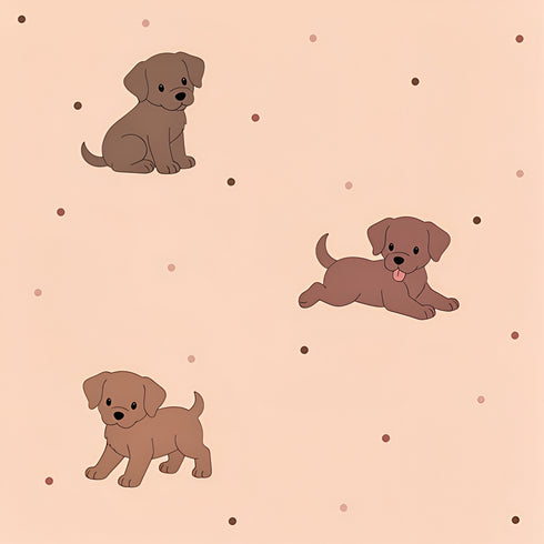 Peach Pup Parade Wallpaper