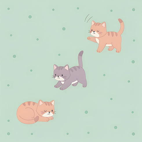 Kitten Sorbet Meadow Wallpaper